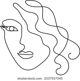 Abstract Face Line Art Element