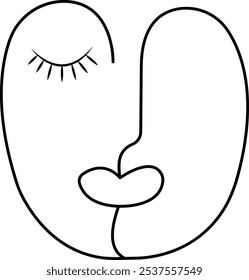 Abstract Face Line Art Element