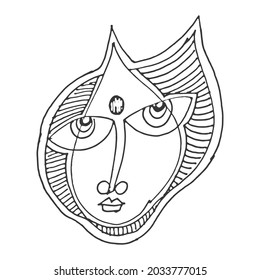 arte abstracto de línea facial dibujado en fondo oscuro