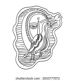 abstract face line art hand drawn on dark background