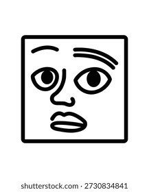 Abstract Face Line Art Icon Minimal Vector