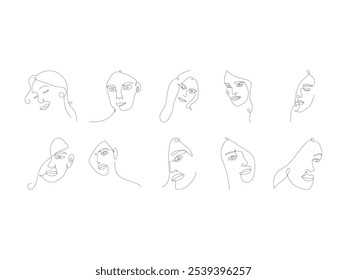 Conjunto de arte de línea de cara Abstractas