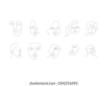 Abstract Face Line Art Set 