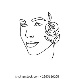 Beautiful Womans Face Line Art Logo Stock Vector (Royalty Free) 2110712786