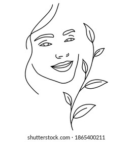 abstract face line drawing. Beauty Woman Portrait minimalistic style