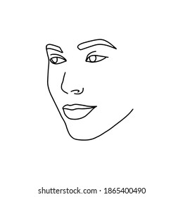 abstract face line drawing. Beauty Woman Portrait minimalistic style