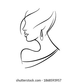 abstract face line drawing. Beauty Woman Portrait minimalistic style