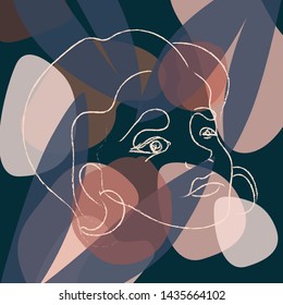 abstract face line drawing. Portrait minimalistic style. drawing of set faces and hairstyle, fashion concept, woman beauty minimalist