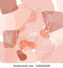 abstract face line drawing. Portrait minimalistic style. drawing of set faces and hairstyle, fashion concept, woman beauty minimalist