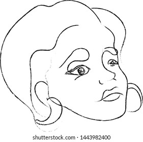 abstract face line drawing. Portrait minimalistic style. drawing of set faces and hairstyle, fashion concept, woman beauty minimalist