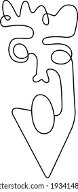 Abstract face line minimalistic vector illustration. Black and white. White background. One line drawing.