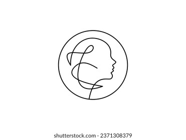 diseño de logotipo de líneas faciales abstractas de arte de línea moderna	
