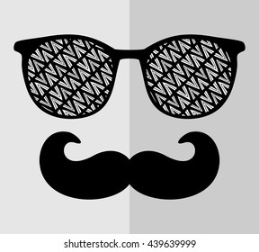 Abstract face of man in glasses. Vector image in retro style.