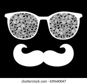 Abstract face of man in glasses. Vector image in retro style.