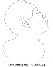 Imagen abstracta de un hombre en una sola línea de un dibujo vectorial. Retrato de estilo minimalista. Símbolo de la naturaleza de los cosméticos. Línea de arte continua moderna. Impresión de moda. Logo de la barbería.