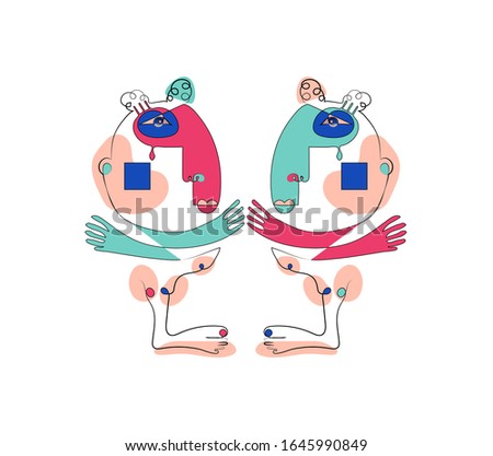 Abstract face of man one line continuous drawing. Modern continuous line art man and woman portrait, minimalist contour. Portrait minimalistic style. One line drawing abstract faces. Modern continuous