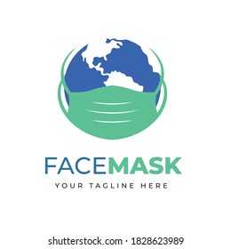 abstract face mask logo concept design template