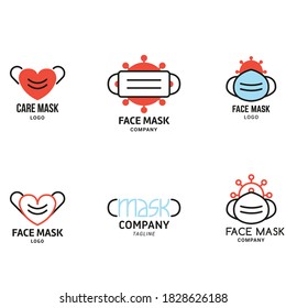 abstract face mask logo design template