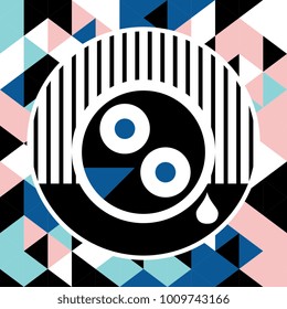 Abstract face memphis geometric future artistic 90s style. Trendy shape art colorful background.