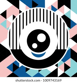 Abstract face memphis geometric future artistic 90s style. Trendy shape art colorful background.
