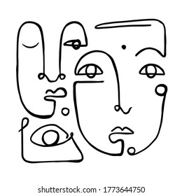 abstract face minimalist contour. Great for home decor such as posters, wall art, tote bag, t-shirt print, sticker, mobile case. Vector