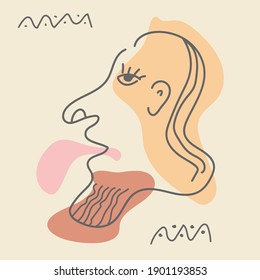 Abstract face in a minimalist style. Linear vector illustration. Flat design.
