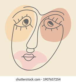 Abstract face in a minimalist style. Linear vector illustration. Flat design.