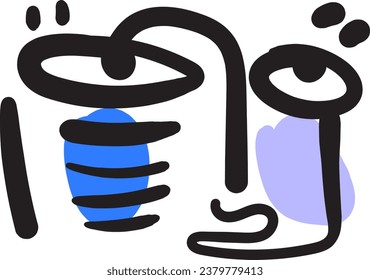 An abstract face with mosaic-like elements.