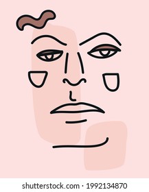 ABSTRACT FACE ON PINK BACKGROUND