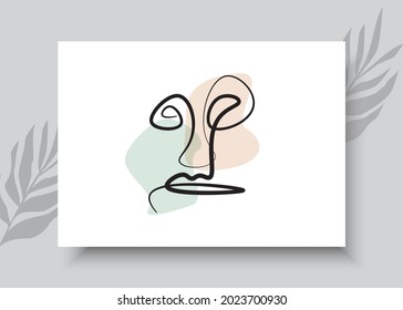 Abstract face one line art. Abstract hand drawn vector illustration. Abstract art design for print, home decor, cover, wallpaper, Minimal and natural wall art posters