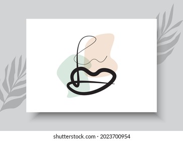 Abstrakte Gesichtskunst einer Linie. Abstrakte, handgezeichnete Vektorgrafik. Abstraktes Kunstdesign für Druck, Innendekoration, Decken, Tapeten, minimale und natürliche Wand-Poster