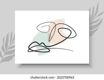 Abstract face one line art. Abstract hand drawn vector illustration. Abstract art design for print, home decor, cover, wallpaper, Minimal and natural wall art posters