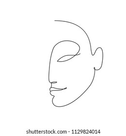 Abstract Face One Line Drawing. Portret Minimalistic Style