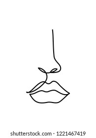 Abstract Face One Line Drawing. Portret Minimalistic Style