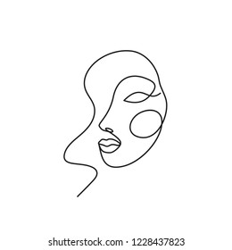 Abstract Face One Line Drawing Portret Stock Vector (Royalty Free ...