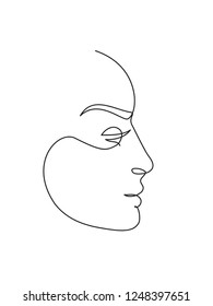 abstract face one line drawing. Portret minimalistic style