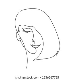 abstract face one line drawing. Portret minimalistic style