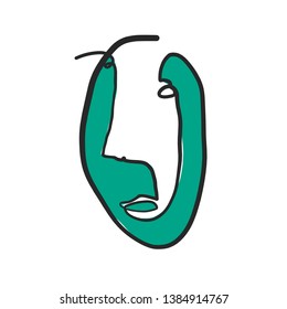 Abstract face one line drawing. Cubism surrealistic modern art. Contemporary trendy elements isolated on background. Hand drawn vector illustration
