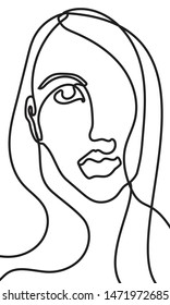abstract face one line drawing. Portrait minimalistic style - Vector