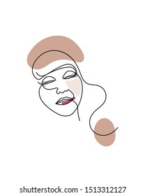 Abstract face one line drawing. Portrait minimalistic style. Fine one line drawing abstract face. One line drawing abstract faces. Modern continuous line art