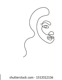 Abstract face one line drawing. Portrait minimalistic style. Fine one line drawing abstract face. One line drawing abstract faces. Modern continuous line art