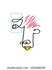 abstract face one line drawing. Portrait minimalistic style. Fine one line drawing abstract face. One line drawing abstract faces. Modern continuous line art
