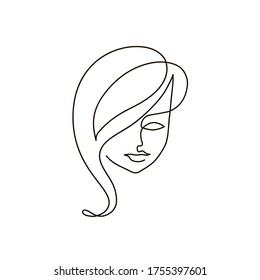 dibujo abstracto de una línea de cara. Estilo minimalista de la publicidad