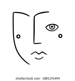 dibujo abstracto de una línea de cara. Estilo retrato minimalista
