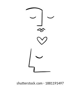 abstract face one line drawing. Portrait minimalistic style