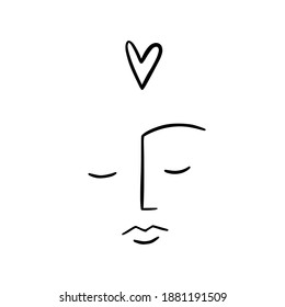 abstrakte Zeichnung einer Linie. Portrait minimalistischer Stil