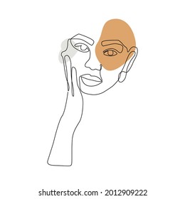 Abstract face one line drawing. Portrait minimalistic style
