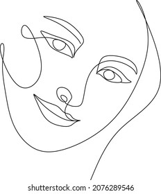abstract face one line drawing. Beauty Woman Portrait minimalistic style