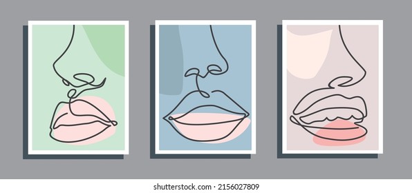 Resumen del dibujo de una línea. Retrato de estilo minimalista. Establecer