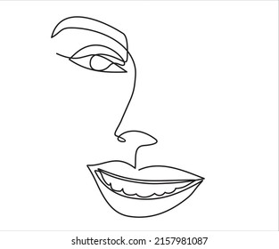 abstract face one line drawing. Portrait minimalistic style